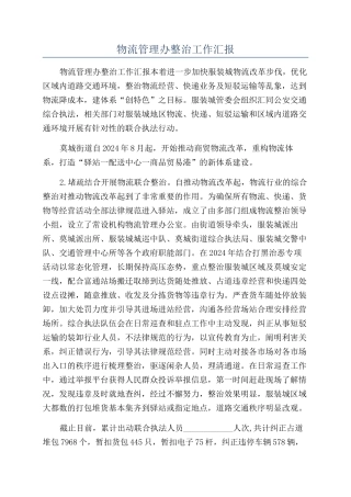 物流管理办整治工作汇报