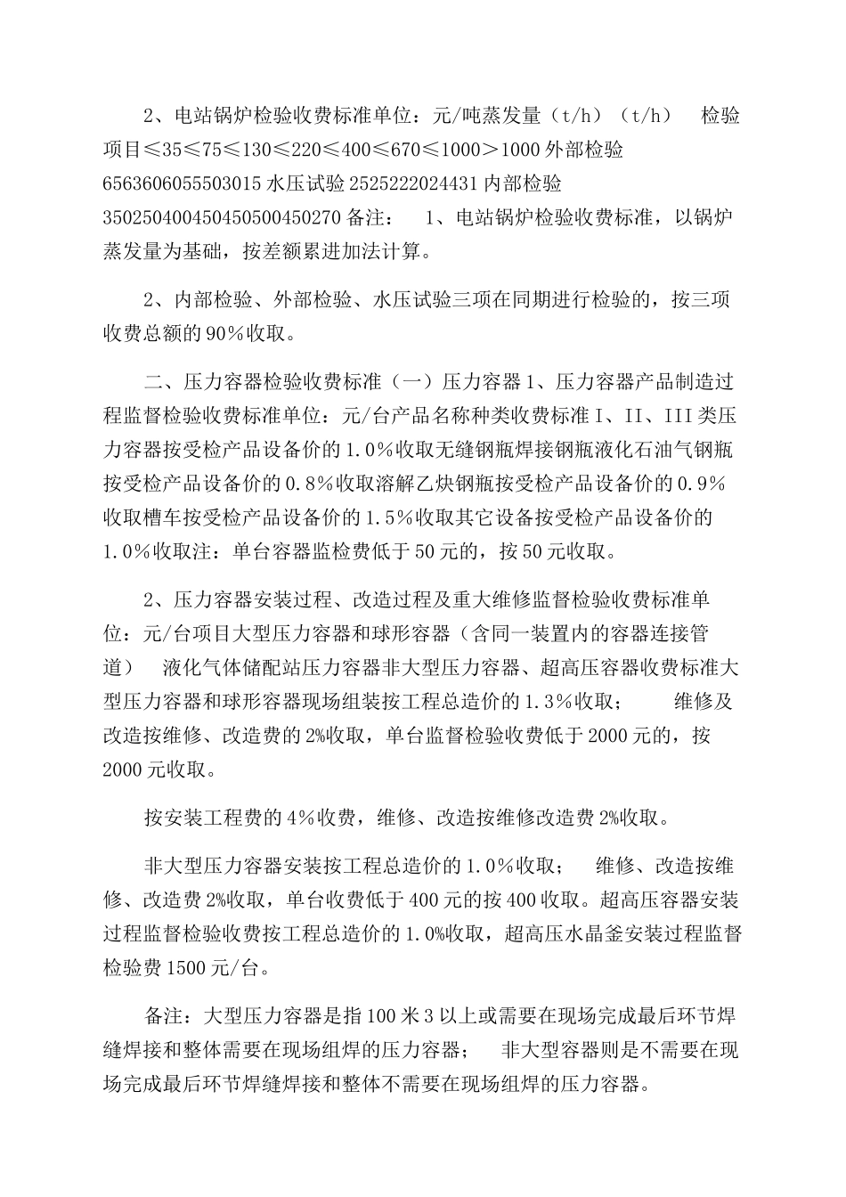 特种设备检验收费项目和标准_第2页