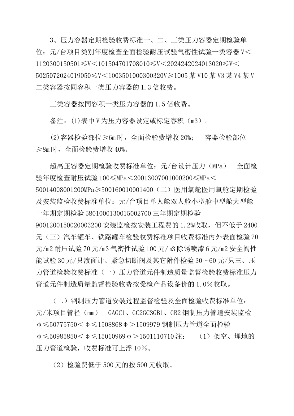 特种设备检验收费项目和标准_第3页