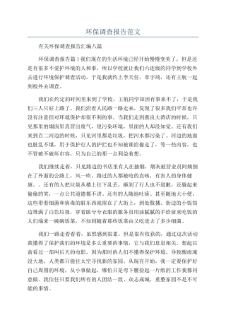 环保调查报告范文