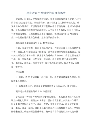 现在适合小型创业的项目有哪些