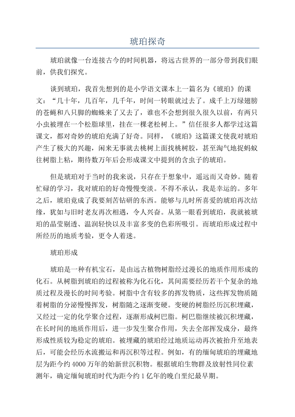 琥珀探奇-精品文档_第1页