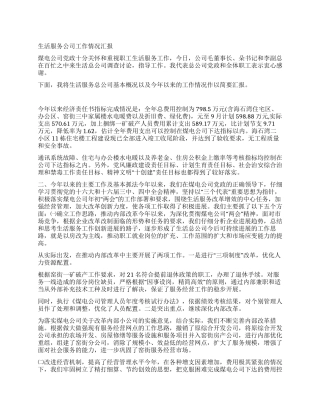 生活服务公司工作情况汇报