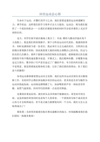 田径运动会心得