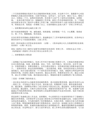 电力企业干部挂职锻炼工作总结