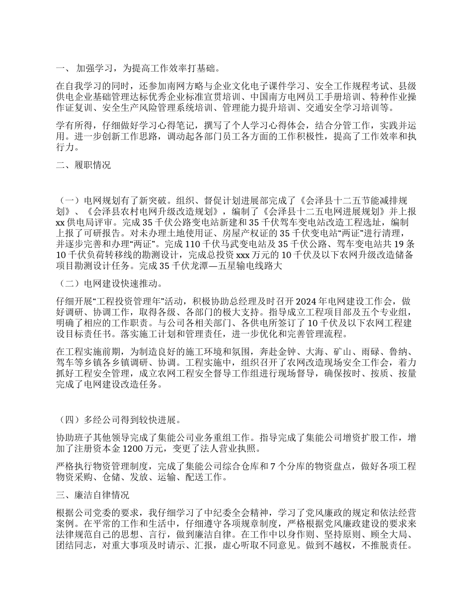 电力企业领导工作总结_第1页