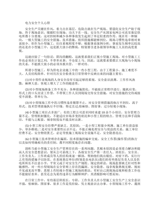 电力安全个人心得范文
