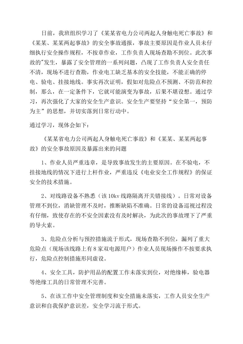 电力安全工作心得体会范文_第2页