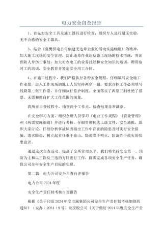 电力安全自查报告