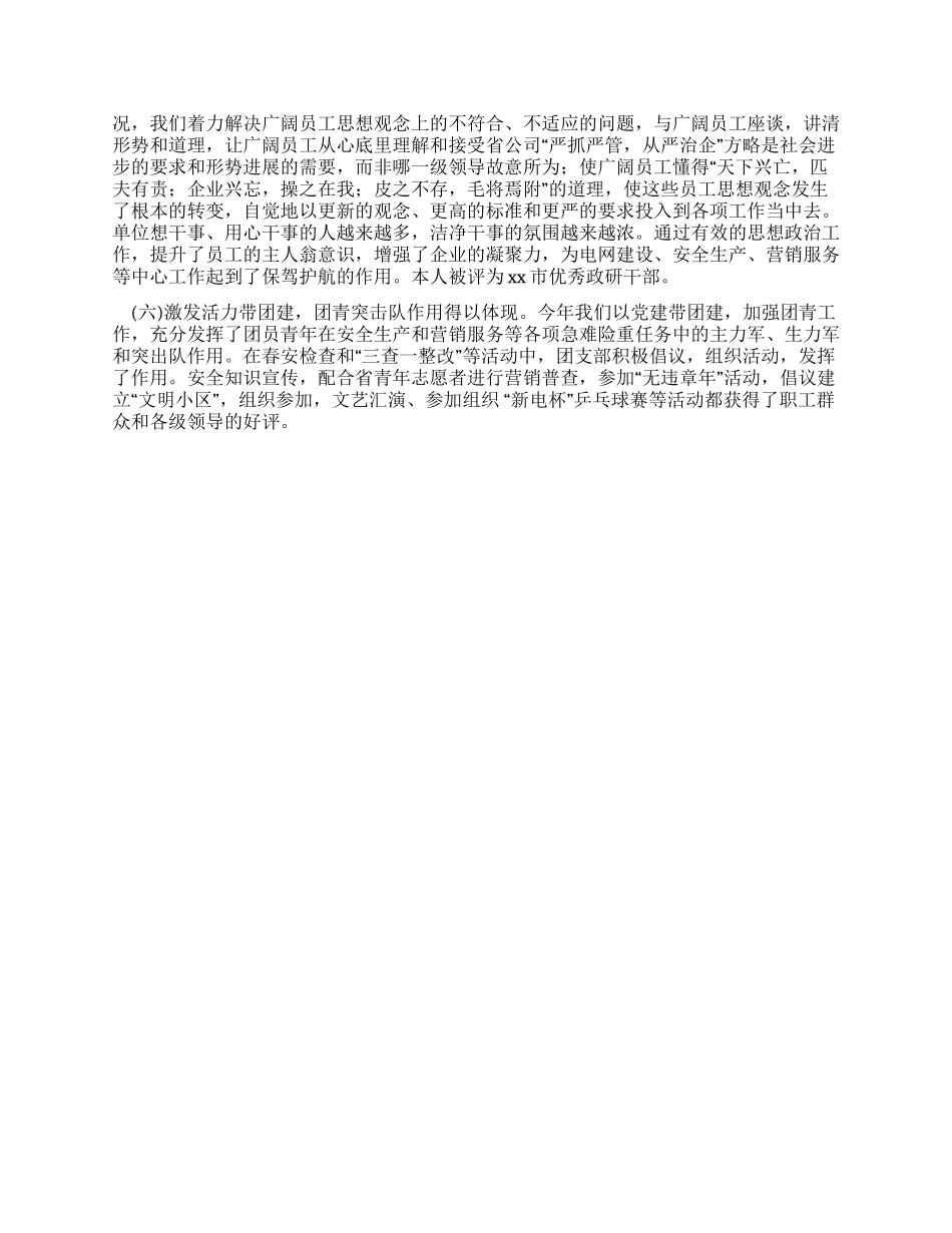 电力部门述职报告范文_第2页