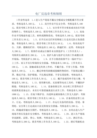电厂反违章考核细则