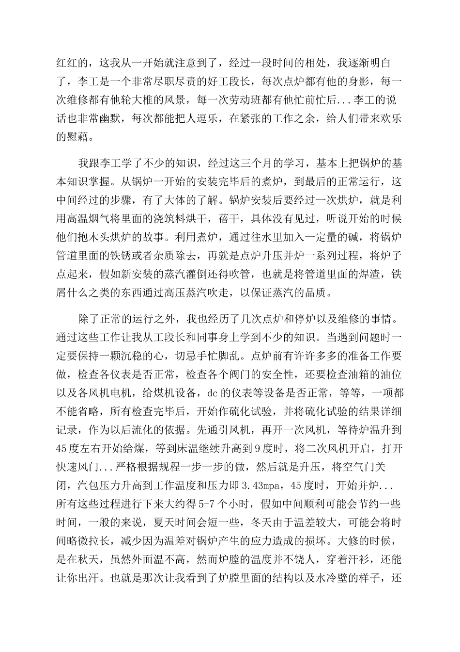 电厂锅炉工作个人学习总结范文报告范文_第2页