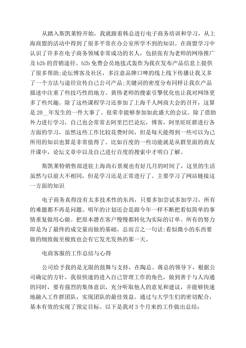 电商客服工作总结范文与心得例文合集_第3页