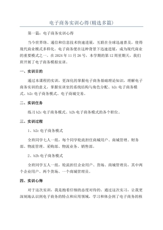 电子商务实训心得