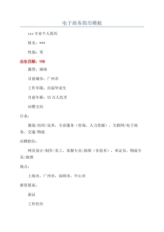 电子商务简历模板
