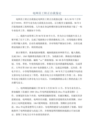 电网员工转正自我鉴定