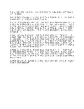 电网公司检修工个人工作心得