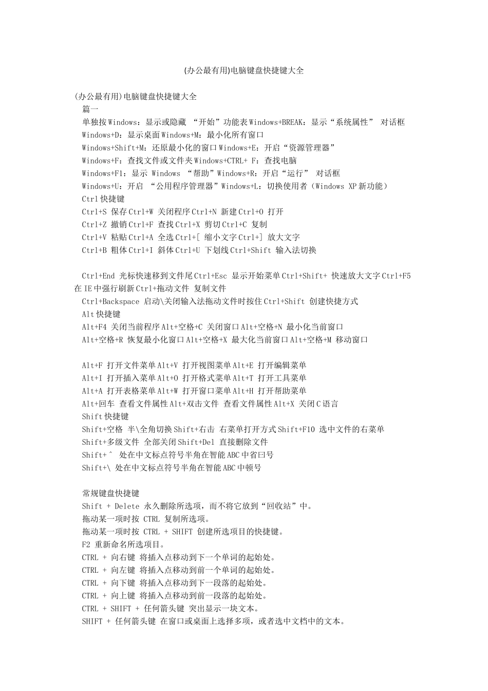 电脑键盘快捷键大全_第1页