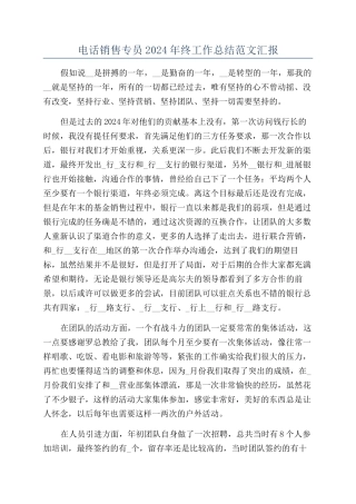 电话销售专员2024年终工作总结范文汇报