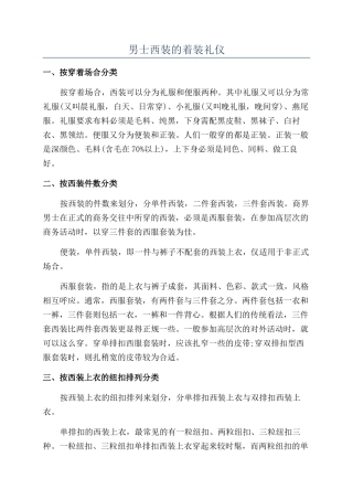 男士西装的着装礼仪