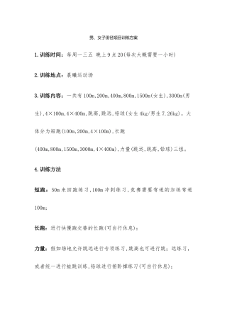 男女子田径项目