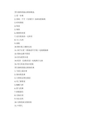 男生独唱的励志歌曲大全