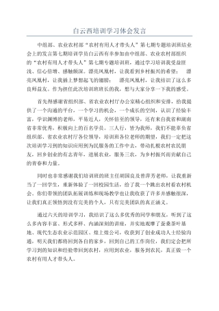 白云西培训学习体会发言