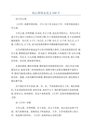 的心得体会范文500字