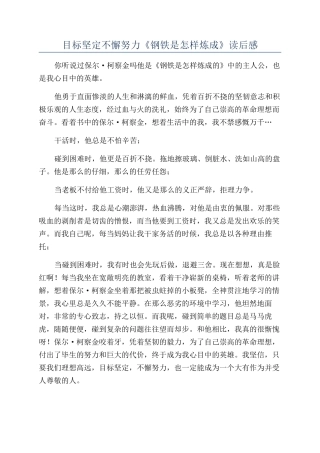 目标坚定不懈努力《钢铁是怎样炼成》读后感
