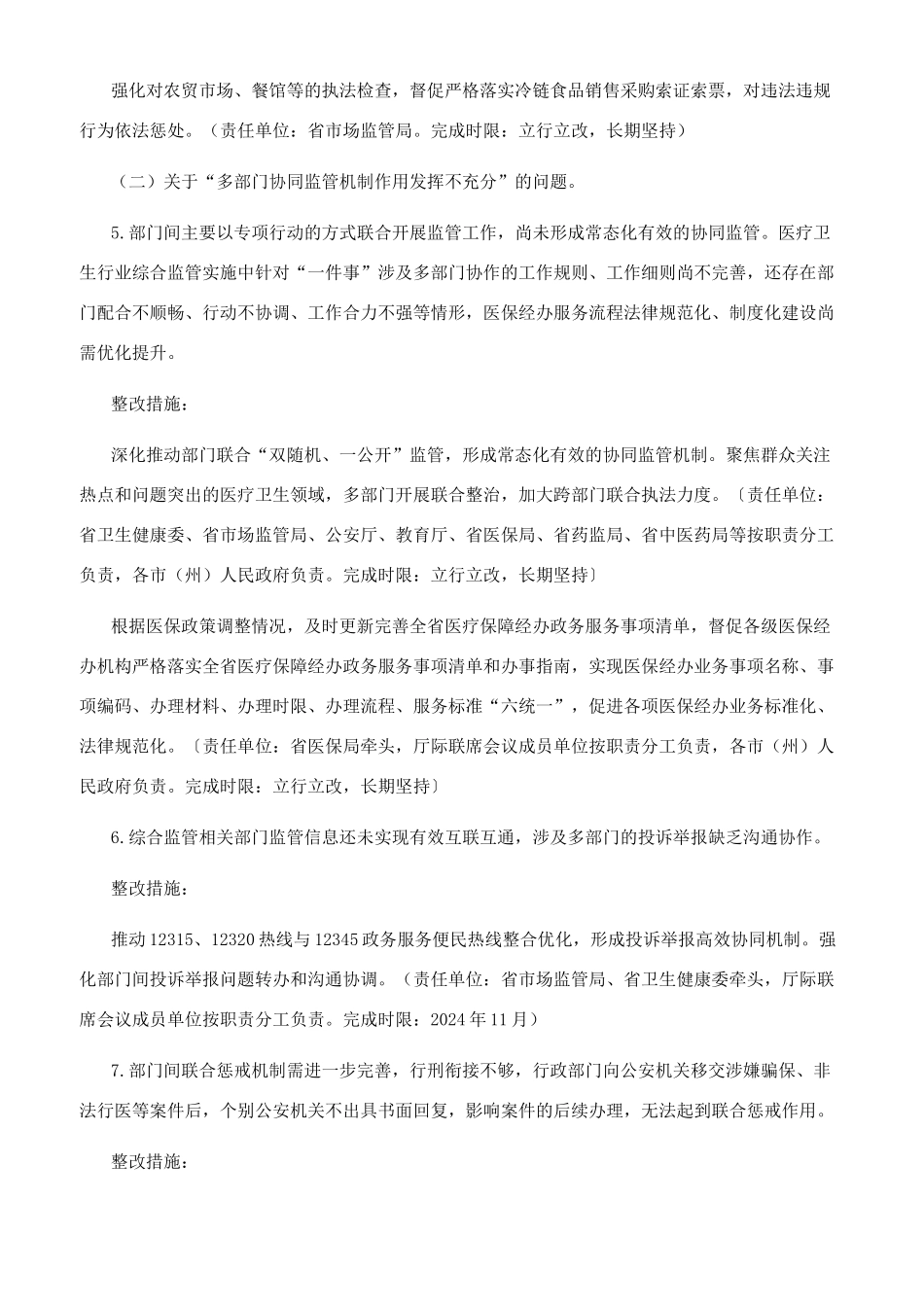 省落实医疗卫生行业综合监管督察反馈意见整改方案_第3页