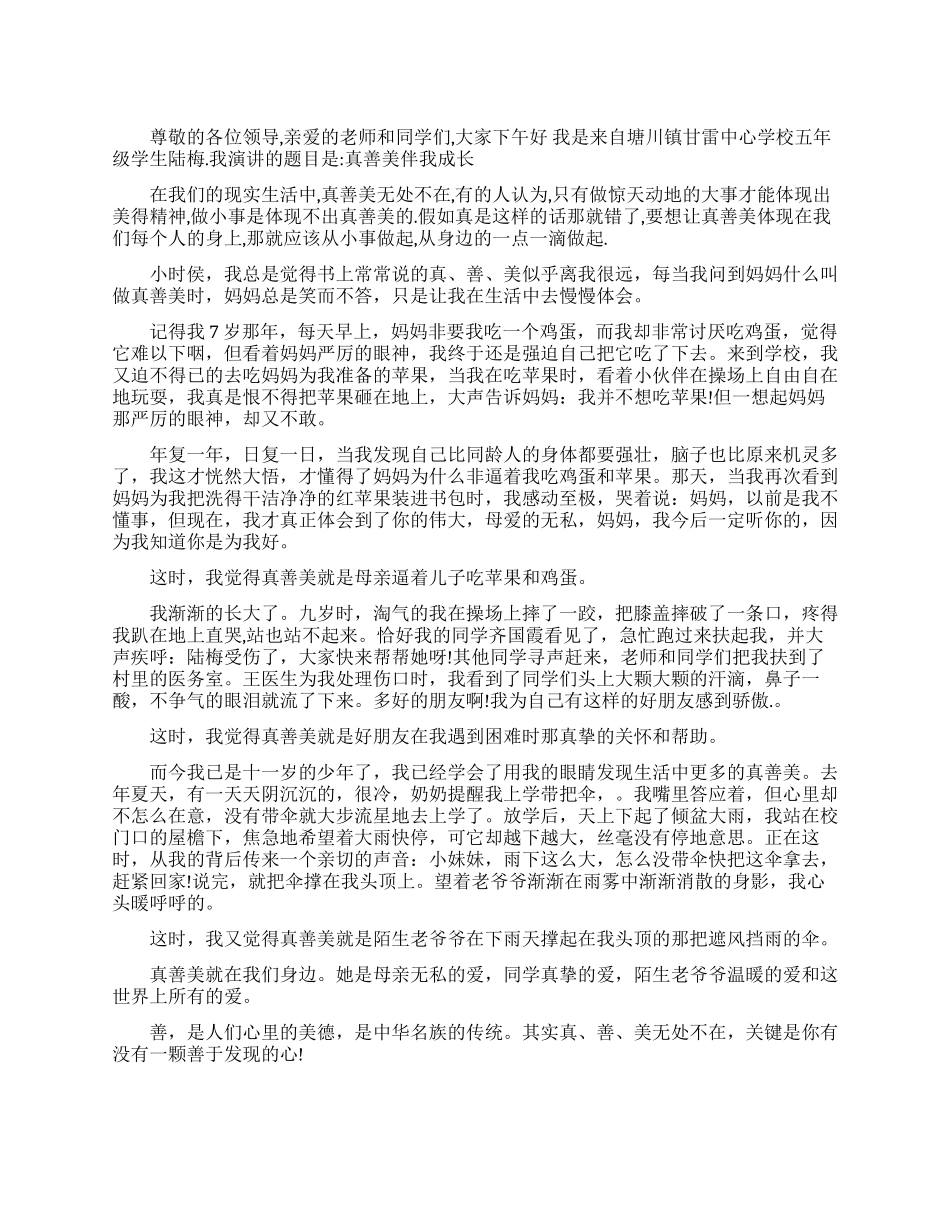 真善美励志演讲稿_第1页