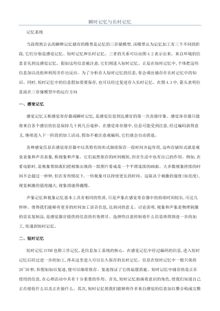 瞬时记忆与长时记忆