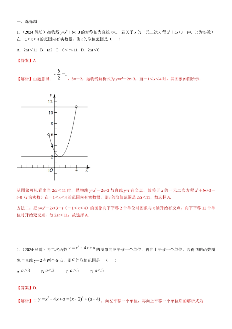 知识点18--二次函数代数方面的应用2024_第1页