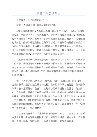 研修工作总结范文