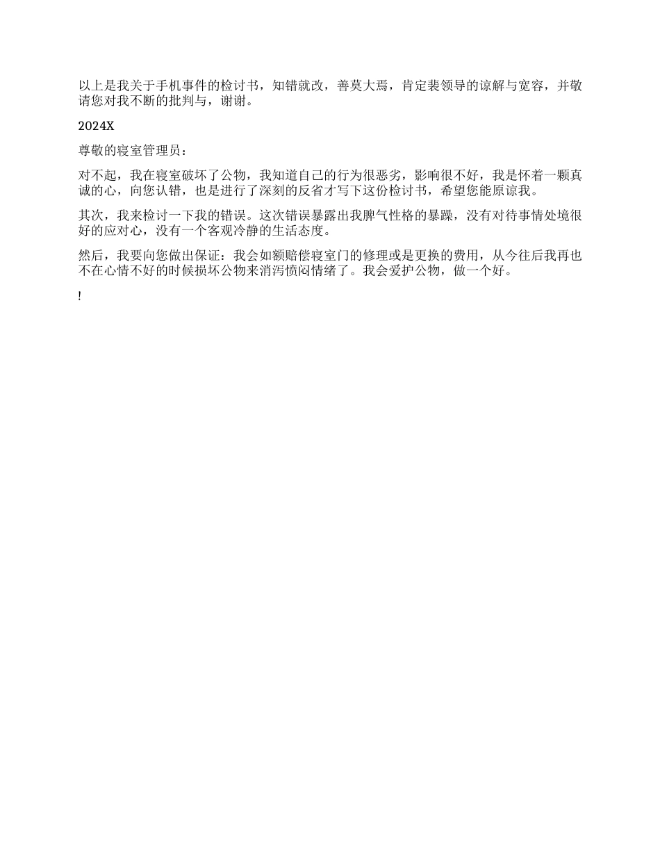 破坏公物检讨书_第2页