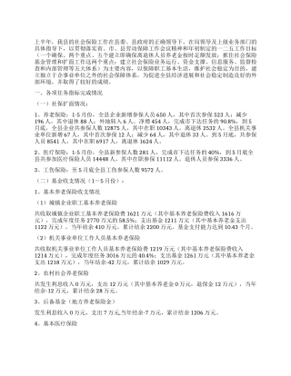 社会保险上半年工作总结和下半年工作思路