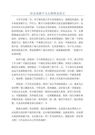 社会实践个人心得体会范文