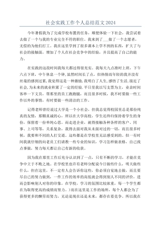 社会实践工作个人总结范文2024