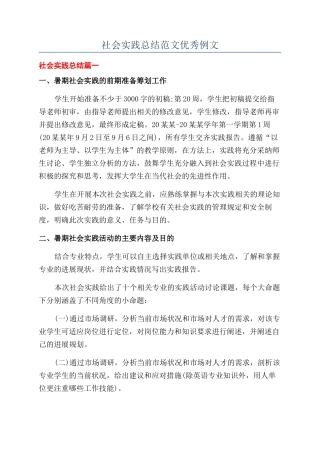 社会实践总结范文优秀例文