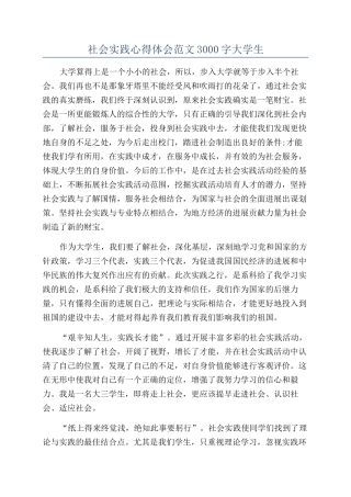 社会实践心得体会范文3000字大学生