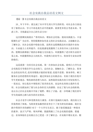 社会实践自我总结范文例文