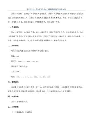 社区2024年城市公共文明指数测评实施方案