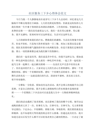 社区服务三下乡心得体会范文