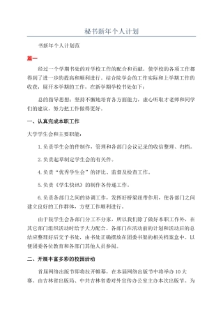 秘书新年个人计划