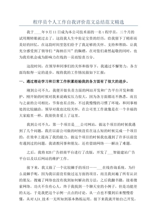 程序员个人工作自我评价范文总结范文精选