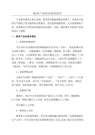 稻米产业状况调查报告