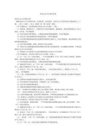 突发公共卫生事件分类