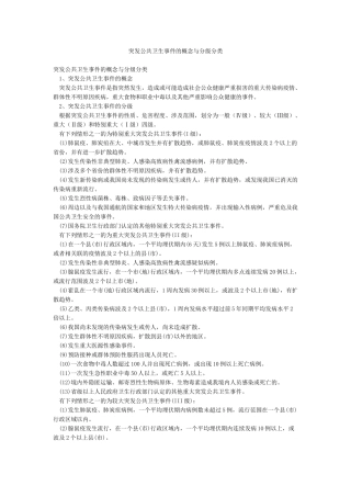 突发公共卫生事件的概念与分级分类