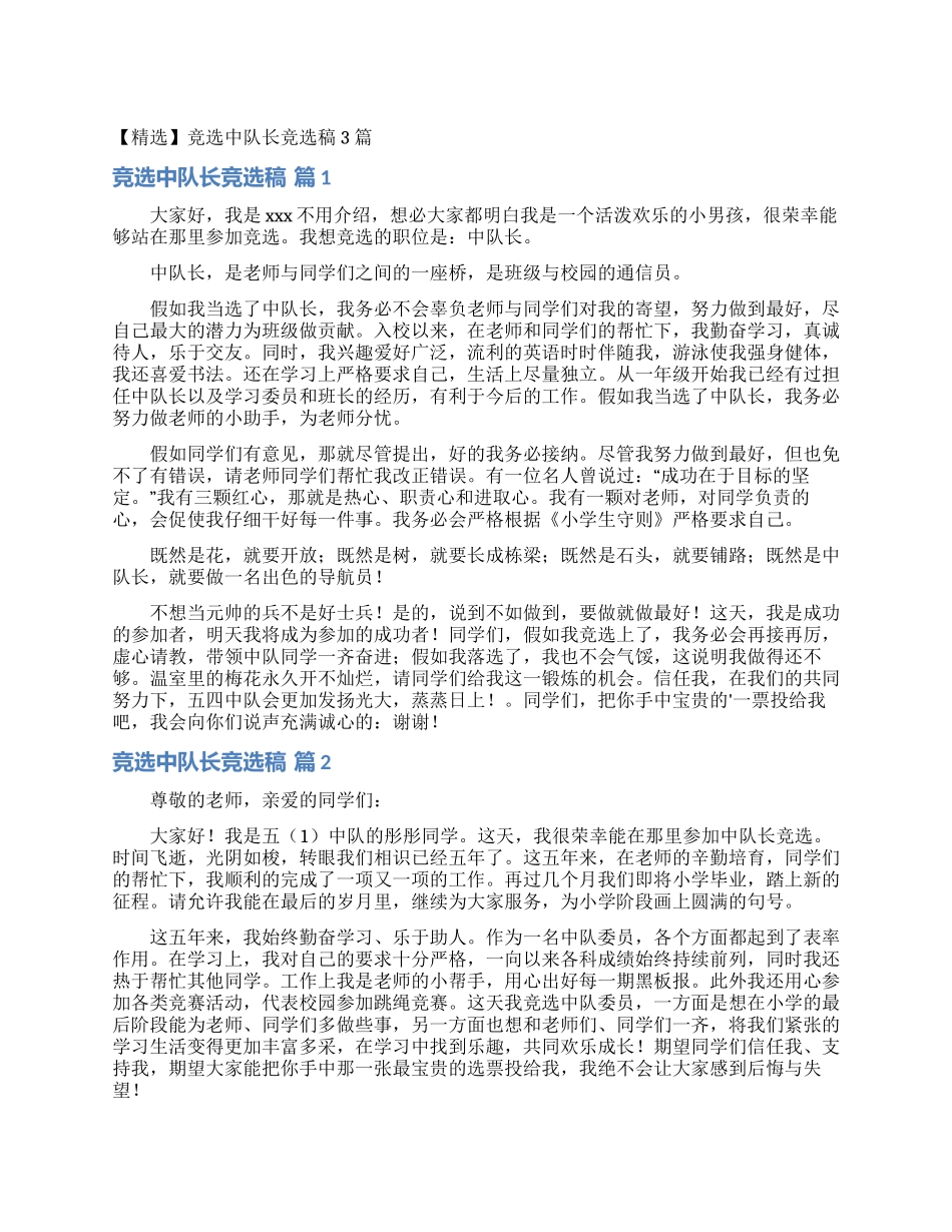竞选中队长竞选稿3篇_第1页