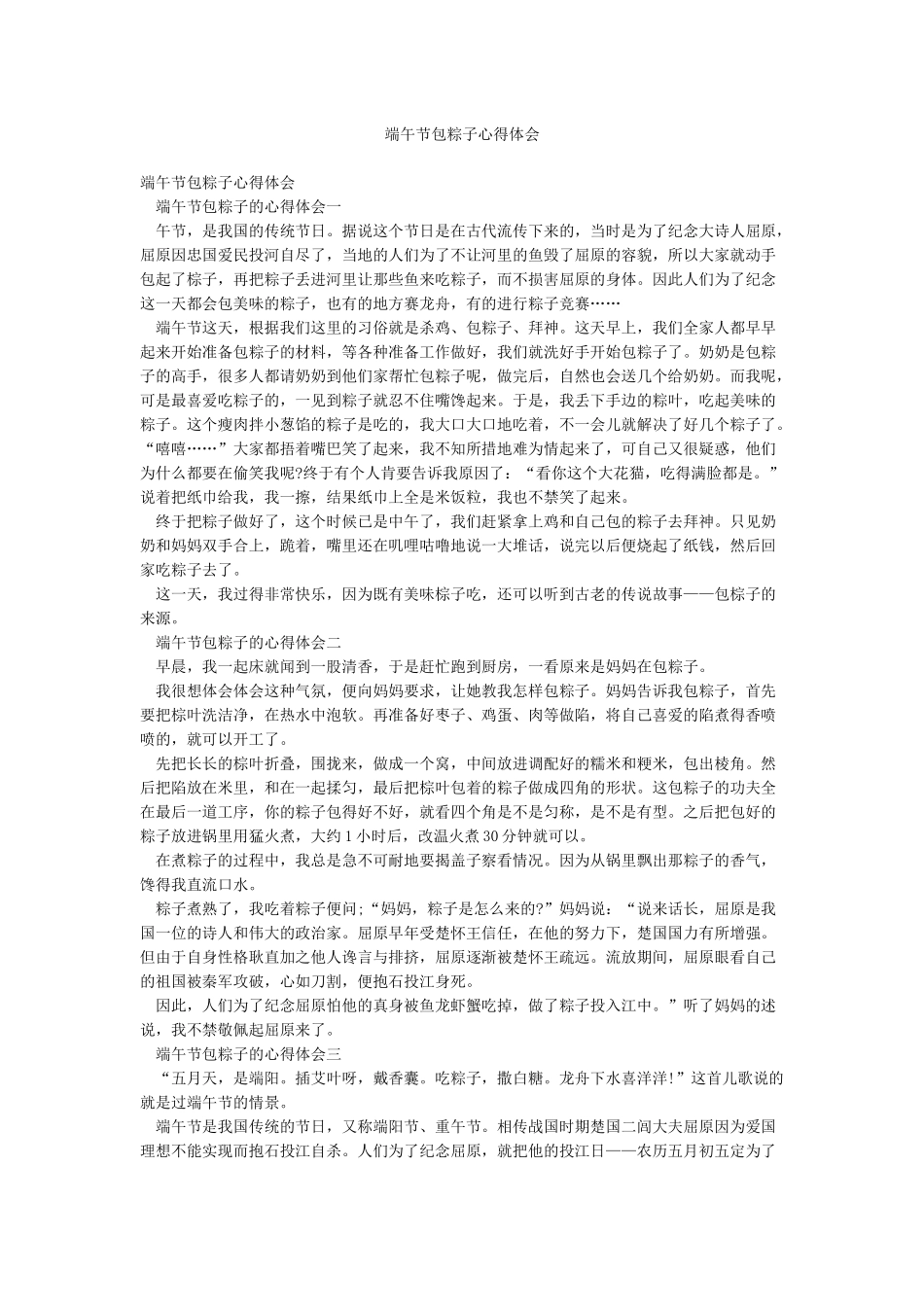 端午节包粽子心得体会_第1页